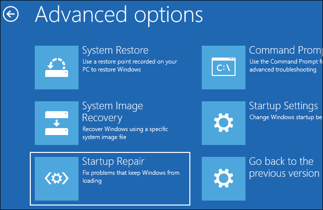 Choose Startup repair