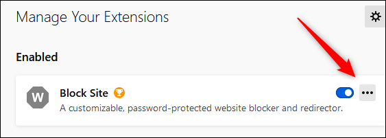manage your extension to block websites on Firefox