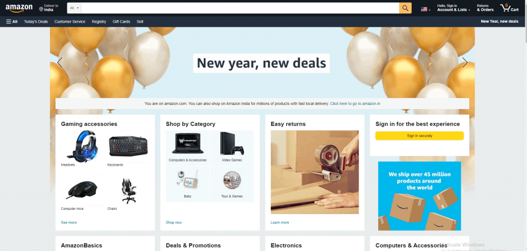 Amazon website