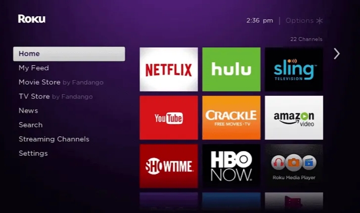 Roku home screen