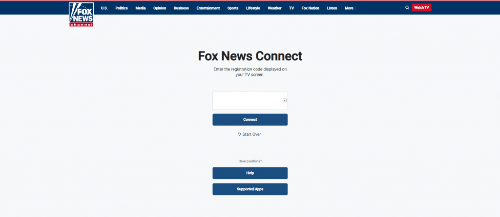 Enter Fox News activation code