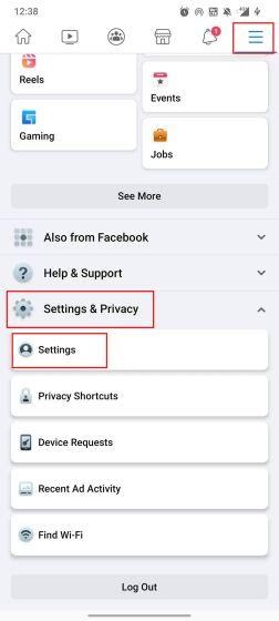 Facebook settings