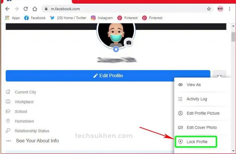 Lock Profile on Facebook Using Browser on PC