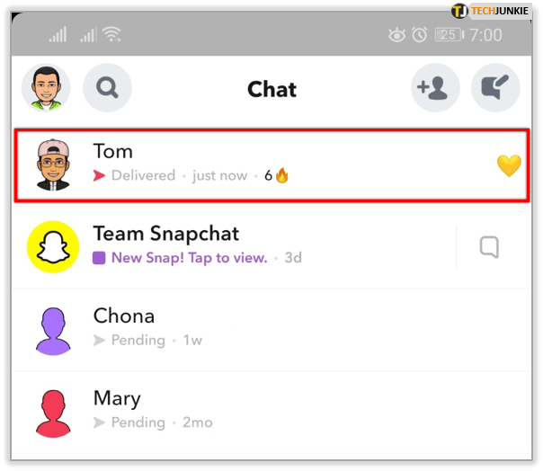 Snapchat chat screen