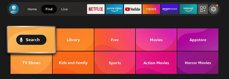 Firestick Search menu