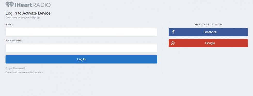 Sign in with your iHeartRadio account