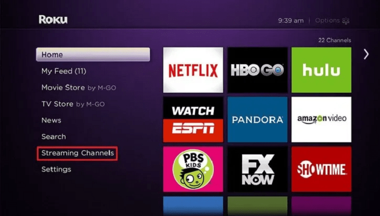 Roku home screen