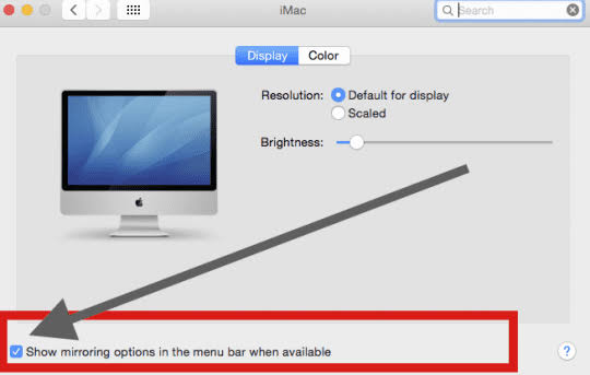 Shows mirroring options in the menu bar when available