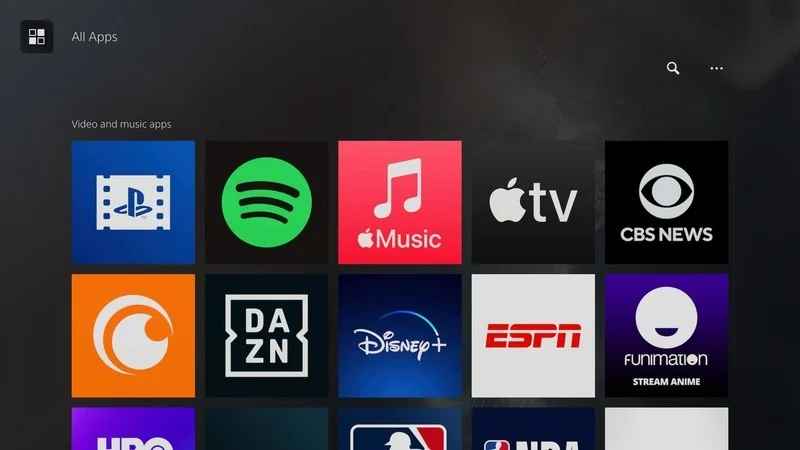Search for Apple Music on PS 5
