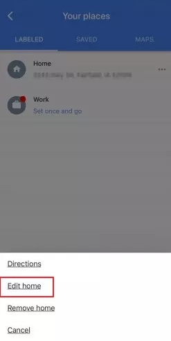 Change Home Address in Google Maps