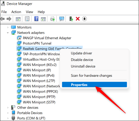 Device manager-properties