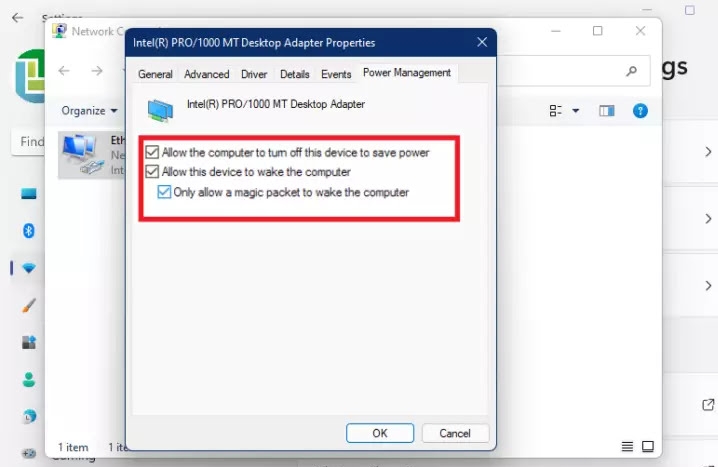 Enable Wake on LAN in Windows