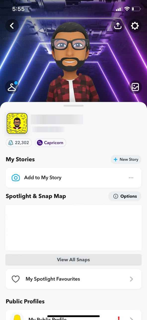 Tap Settings icon on Snapchat