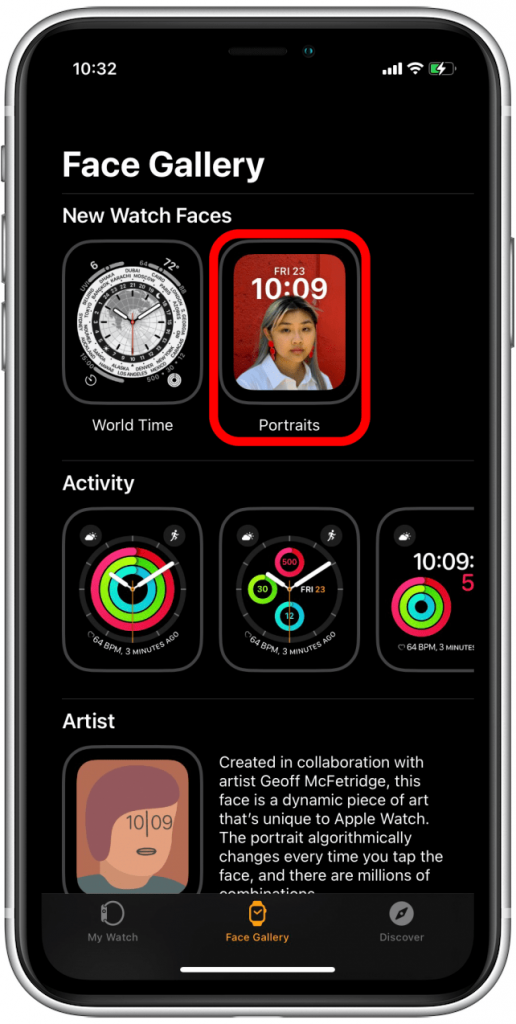 Portrait Watch Face-click the Portraits