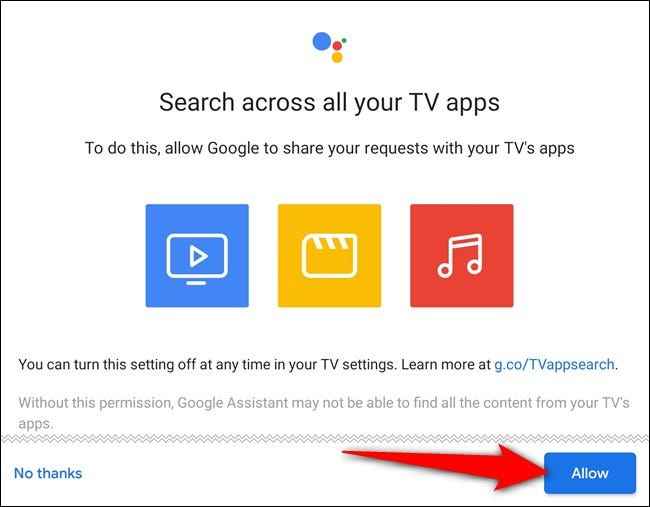 click on allow to Setup Google TV