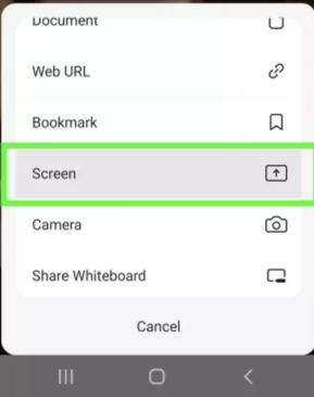 Screen share on Zoom in Android