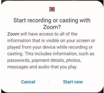 Start Now to record Zoom