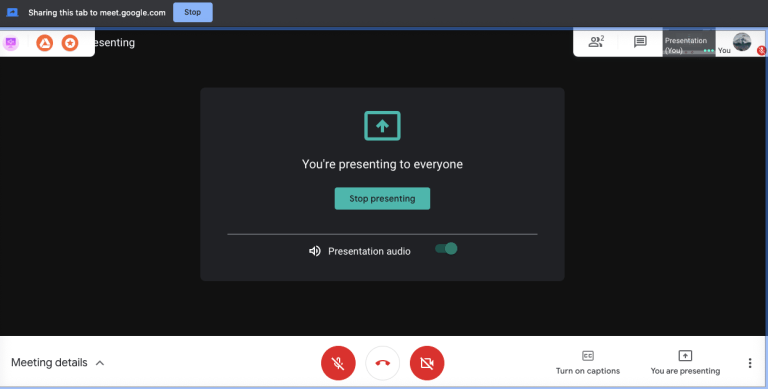 Share Screen on Google Meet using Computer