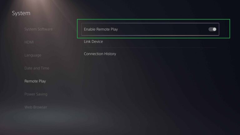  turn on to enable the Remote Play 