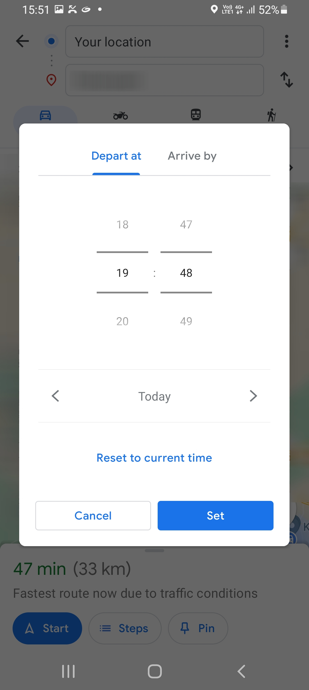 Set departure or arrival time