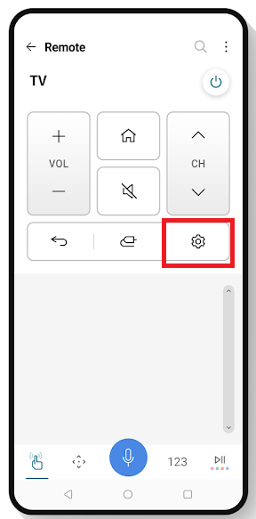 LG ThinQ app Settings icon to reset LG TV