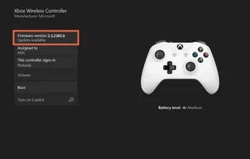 Update Xbox One Controller- Firmware number