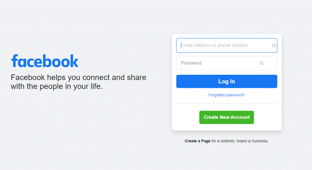 Log in with your Facebook account