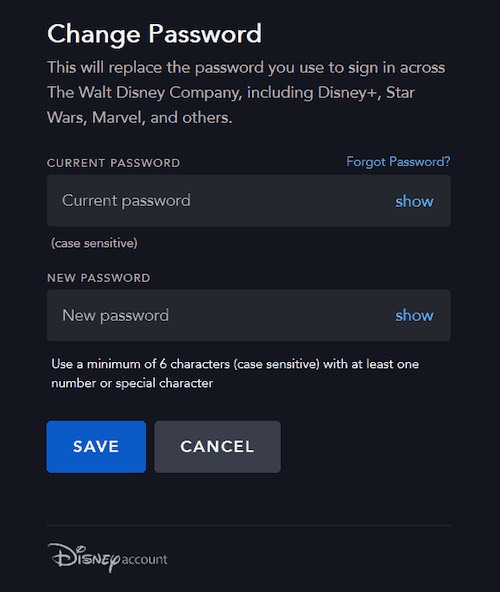 Change Disney Plus Password