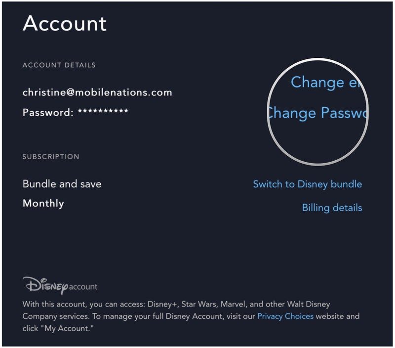 Change Disney+ Email address