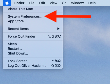 Mac System Preferences menu