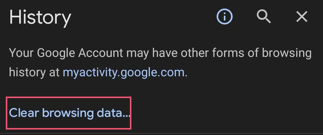 clear browsing data