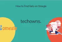 Featured Image with title 'How to find girls on Omegle'. Artwork on left with Omegle logo.