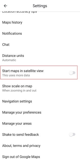 Open Maps in Satellite View