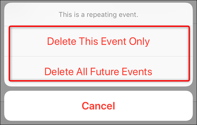 delete the iPhone event