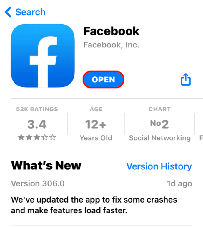Open Facebook on smartphone