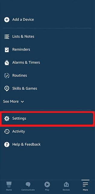 Alexa App Settings