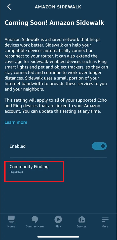 Disable Community Finding