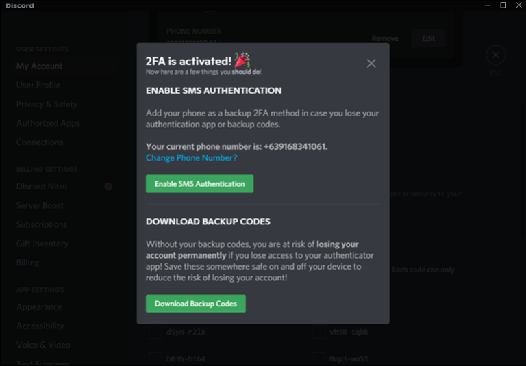 Two Factor Authentication Discord