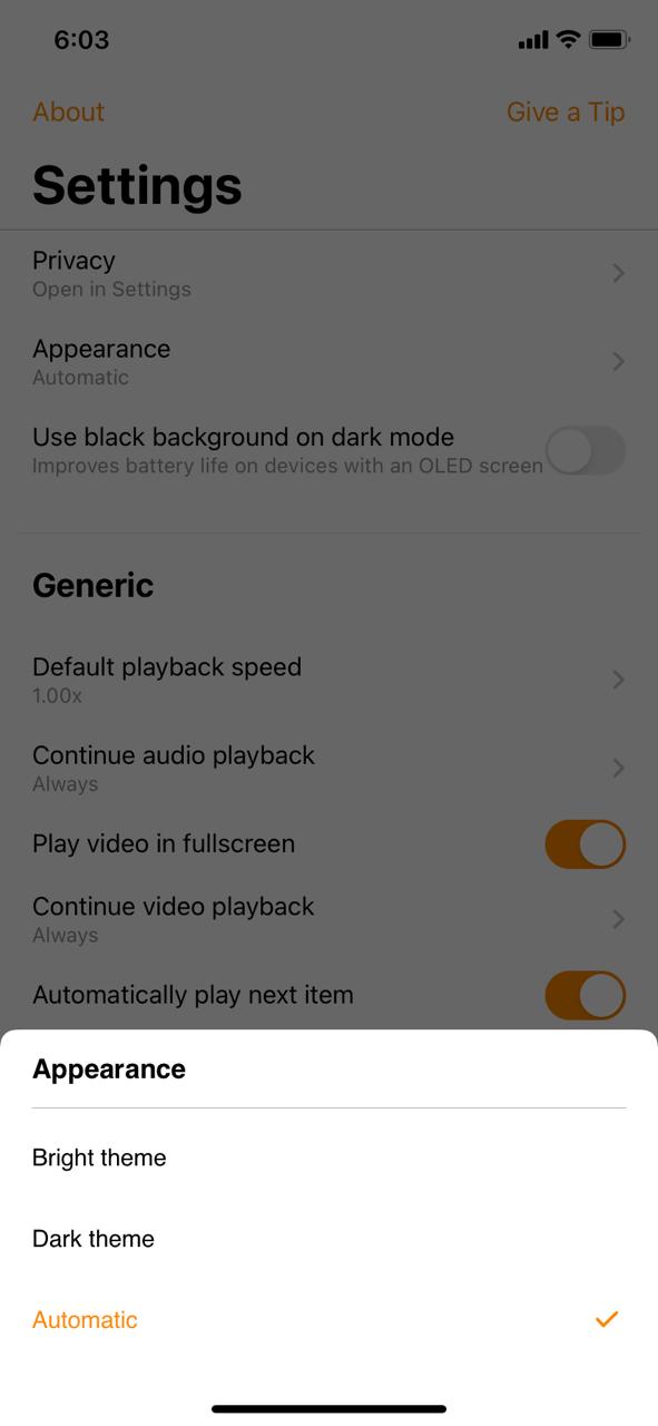 Choose Dark theme