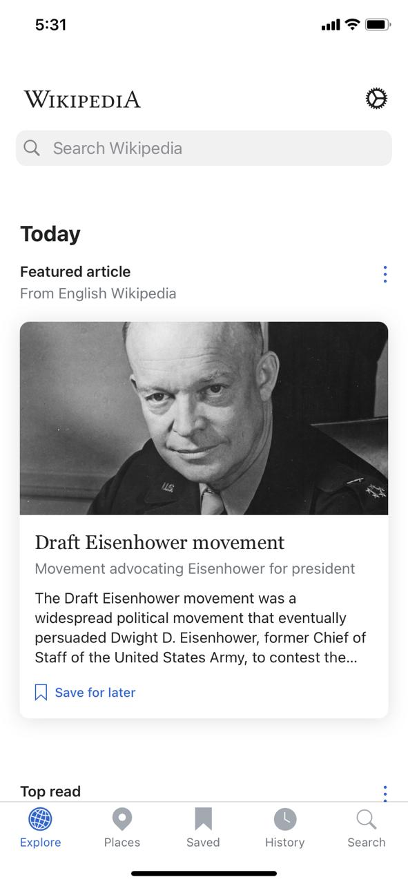 Wikipedia iOS app