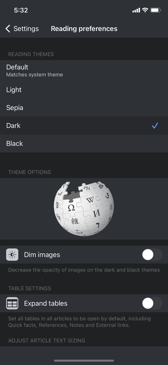 Wikipedia Dark mode