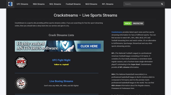 Crack Streams Streaming Site