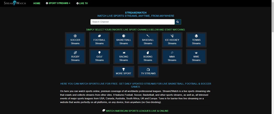 Stream2Watch Sports Streaming Site