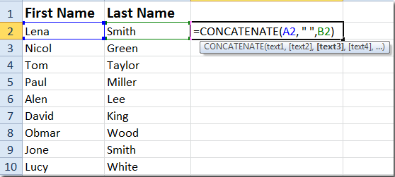 How to combine two columns in excel