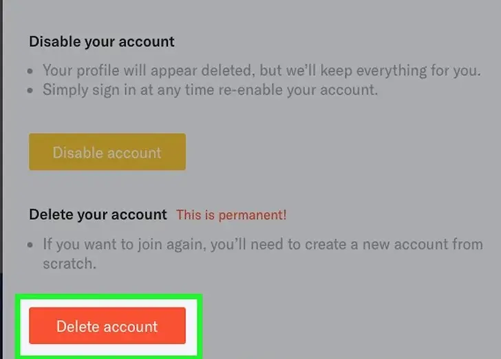 OkCupid Account delete page