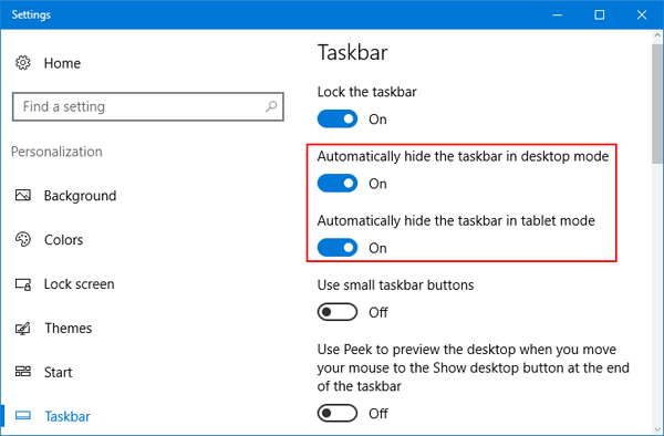 disable autohide taskbar