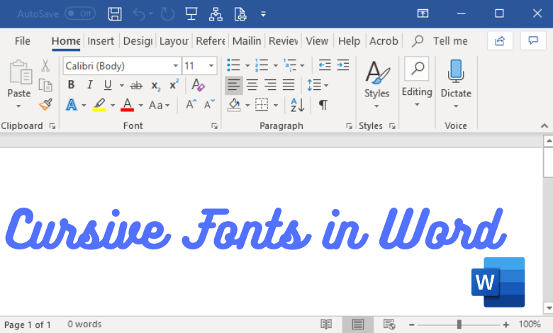 Cursive Fonts in Word