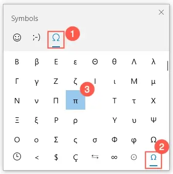 Pi Symbol Using Emoji Panel