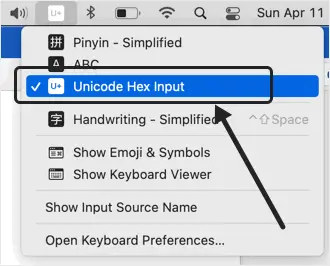 Unicode Hex Input