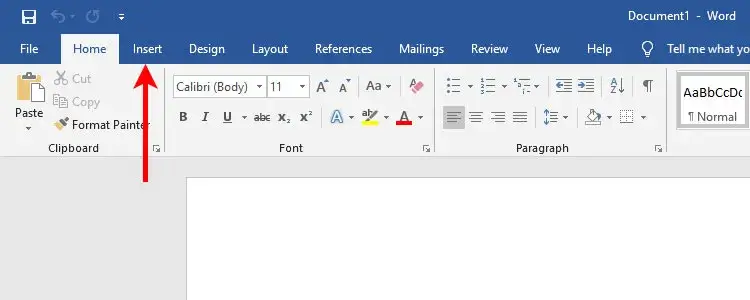 Insert Option in Microsoft Word